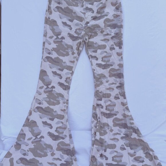 Free People Denim - Peach Love California Camouflage Flare Jeans